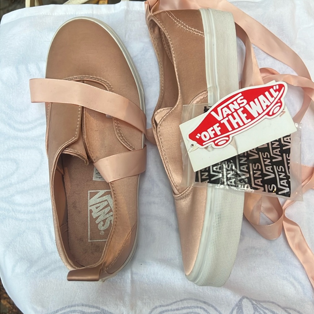 Vans ballerina satin lace up ankle slip on sneakers